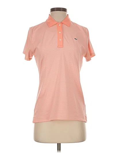 Pre-owned Vineyard Vines Performance Short Sleeve Top Orange Collared Neckline Tops