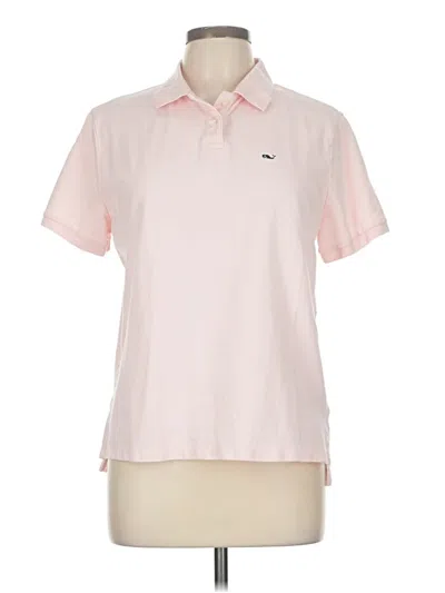 Pre-owned Vineyard Vines Performance Short Sleeve Top Pink Collared Neckline Tops