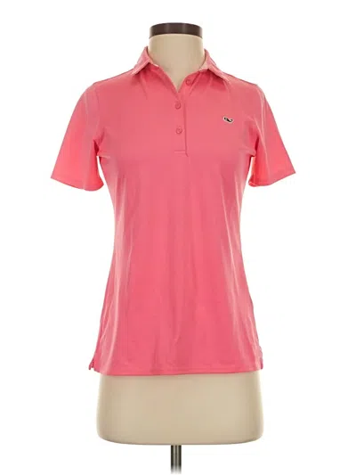 Pre-owned Vineyard Vines Performance Short Sleeve Top Pink Collared Neckline Tops
