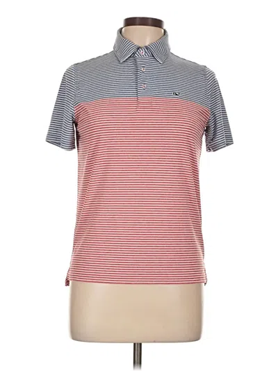 Pre-owned Vineyard Vines Performance Short Sleeve Top Red Collared Neckline Tops