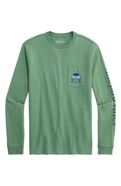 Vineyard Vines Pickup Truck Marsh Dogs Graphic Pocket Tee In Green