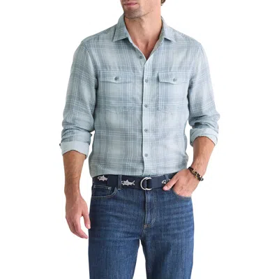 Vineyard Vines Plaid Chiller Double Cloth Button Up Shirt In Shell Grey