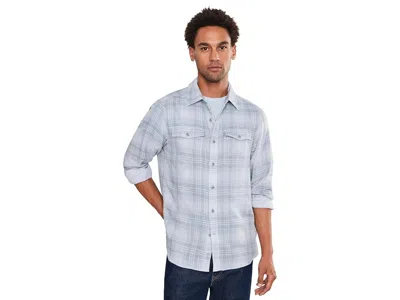 Vineyard Vines Plaid Chiller Double Cloth Shirt Men's Clothing Shell Grey: Sm, Cotton In Blue