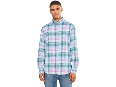 Vineyard Vines Plaid Featherweight Performance Shirt Men's Clothing Lowcountry Loden: Lg, Nylon/spandex In Blue