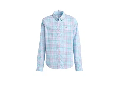 Vineyard Vines Plaid Featherweight Performance Shirt (toddler/little Kid/big Kid) Boy's Clothing Bahama Breeze : 5  In Blue