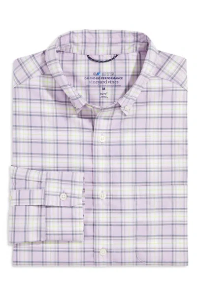 Vineyard Vines Plaid On-the-go Brrrº Button-down Shirt In Purple