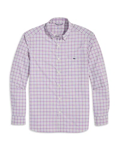 Vineyard Vines Plaid On The Go Nylon Shirt In Mulberry