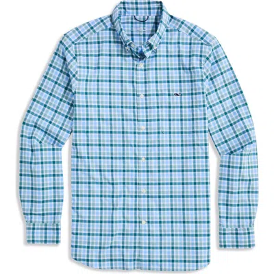 Vineyard Vines Plaid Performance Long Sleeve Button Up Shirt In Blue