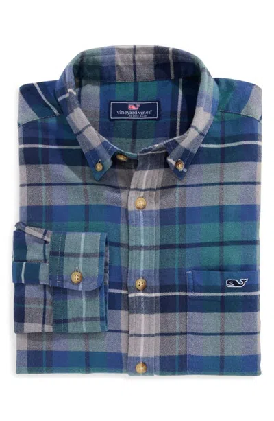 Vineyard Vines Plaid Stretch Cotton Flannel Shirt In Tradewinds