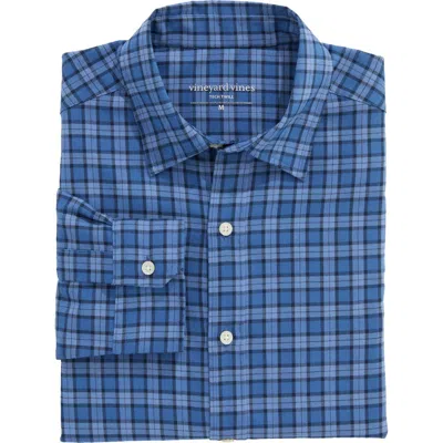 Vineyard Vines Plaid Tech Twill Shirt In Blue