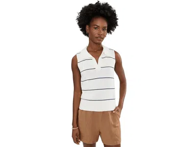 Vineyard Vines Polo Sweater Tank Women's Sweater Nautical Navy Stripe: Lg In White