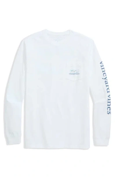 Vineyard Vines Pond Puck Long Sleeve Pocket Graphic T-shirt In White