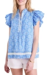 Vineyard Vines Print Ruffle Sleeve Top In Cora Allover Sb