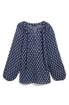 Vineyard Vines Print Split Neck Popover Top In Multi