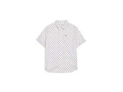 Vineyard Vines Printed Cotton Short Sleeve Shirt (toddler/little Kid/big Kid) Boy's Clothing White Cap: Lg (16 Big 