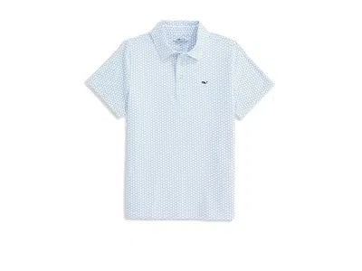 Vineyard Vines Printed Sankaty Polo (toddler/little Kids/big Kids) Boy's Clothing Micro Barracuda : 2t, Spandex/pol In Blue