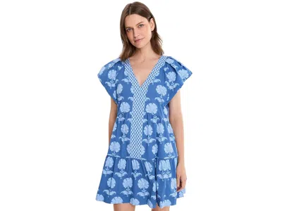 Vineyard Vines Printed Sophie Harbor Dress Women's Dress Quinn Floral Moon: Xs In Blue