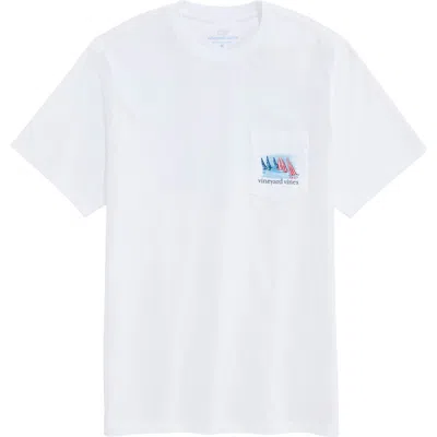 Vineyard Vines Race To The Us Graphic Pocket T-shirt In Blue