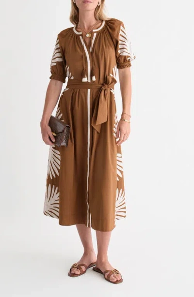 Vineyard Vines Raglan Appliqué Midi Dress In Coconut