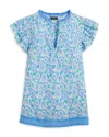 Vineyard Vines Print Ruffle Sleeve Top In Blue