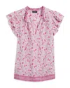 Vineyard Vines Print Ruffle Sleeve Top In Frangipani Marsh/f