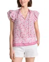 Vineyard Vines Print Ruffle Sleeve Top In Pink