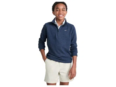 Vineyard Vines Saltwater 1/4 Zip (toddler/little Kids/big Kids) Boy's Clothing Deep Bay : 5 Little Kid, Cotton/piqu In Blue