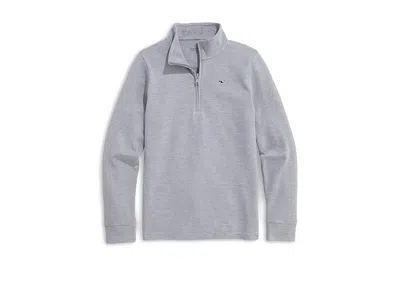 Vineyard Vines Saltwater 1/4 Zip (toddler/little Kids/big Kids) Boy's Clothing Granite : 5 Little Kid, Cotton/pique In Grey