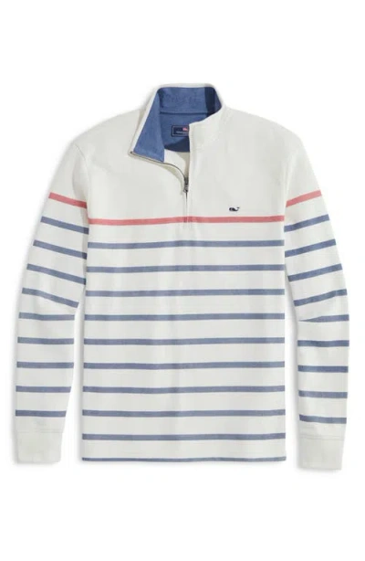 Vineyard Vines Saltwater Breton Stripe Quarter Zip Pullover In 9293 Rwb