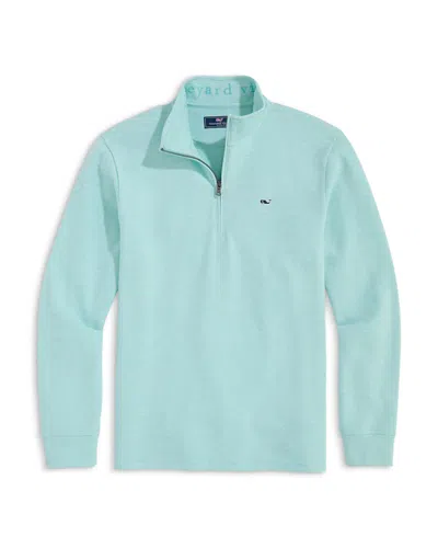 Vineyard Vines Saltwater Quarter Zip Long Sleeve Sweatshirt In Aqua Haze Heather