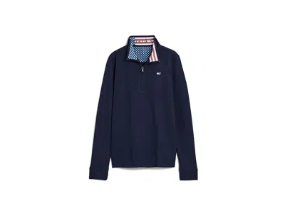 Vineyard Vines Saltwater Quarter Zip (toddler/little Kid/big Kid) Boy's Clothing Americana Navy: 6 Little Kid In Blue