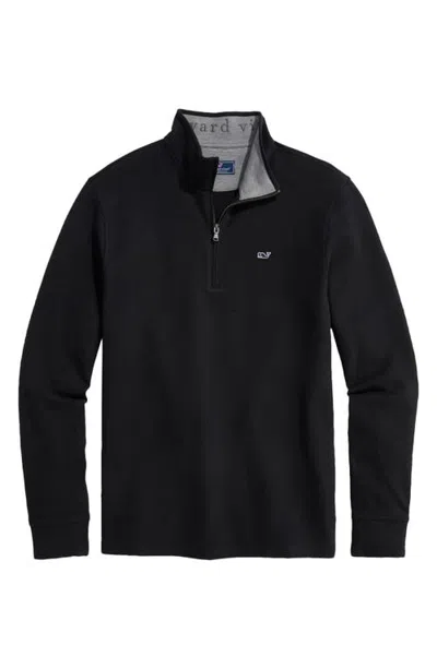 Vineyard Vines Saltwater Quater Zip Pullover In Jet Black