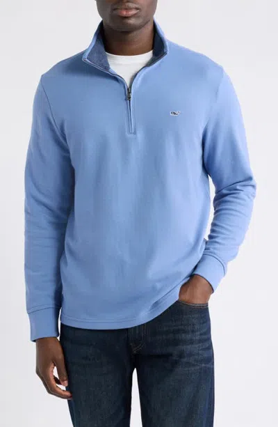 Vineyard Vines Saltwater Quater Zip Pullover In Washed Indigo