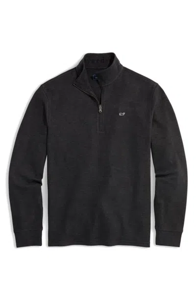 Vineyard Vines Saltwater Stripe Quarter Zip Pullover In 002 Jet Bl