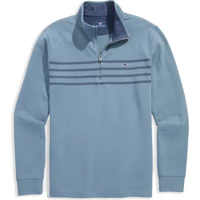 Vineyard Vines Saltwater Stripe Quarter Zip Pullover In Blue