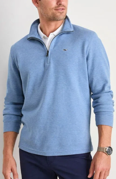 Vineyard Vines Saltwater Stripe Quarter Zip Pullover In Club Blue