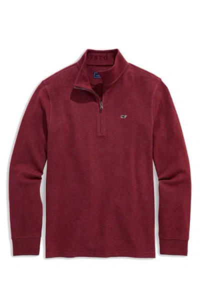 Vineyard Vines Saltwater Stripe Quarter Zip Pullover In Crimson