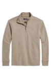 Vineyard Vines Saltwater Stripe Quarter Zip Pullover In Officer Khaki