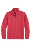 Vineyard Vines Saltwater Stripe Quarter Zip Pullover In Red Velvet