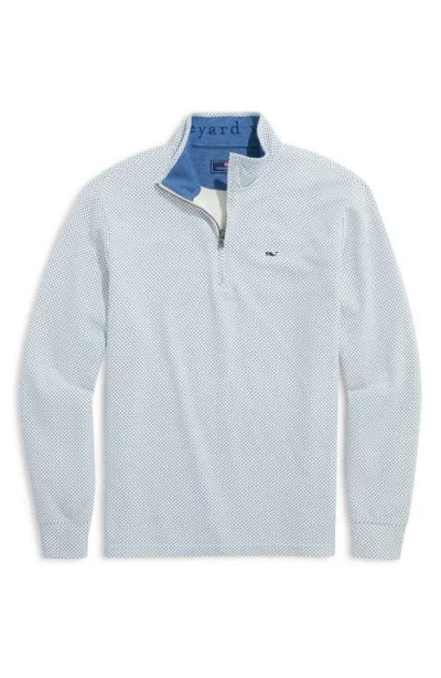 Vineyard Vines Saltwater Stripe Quarter Zip Pullover In Summer White