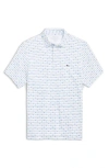 Vineyard Vines Sankaty Performance Polo In Boat Stripe All White Cap