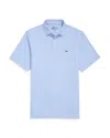Vineyard Vines Fish Print Sankaty Performance Polo In Bonefish/ Jake Blue