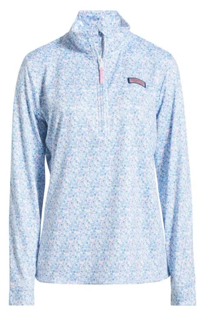 Vineyard Vines Sankaty Shep Quarter Zip Pullover In Blue