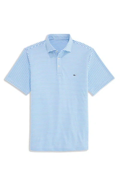 Vineyard Vines Sankaty Stripe Performance Piqué Polo In Blue