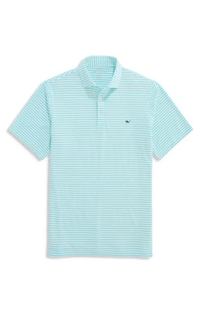 Vineyard Vines Sankaty Stripe Performance Piqué Polo In Blue