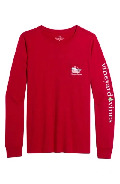 Vineyard Vines Santa Whale Cotton Graphic T-shirt In Red Velvet