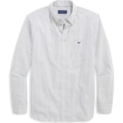 Vineyard Vines Seabird Stripe Perfect Wash Classic Fit Cotton Button-down Shirt In Gray