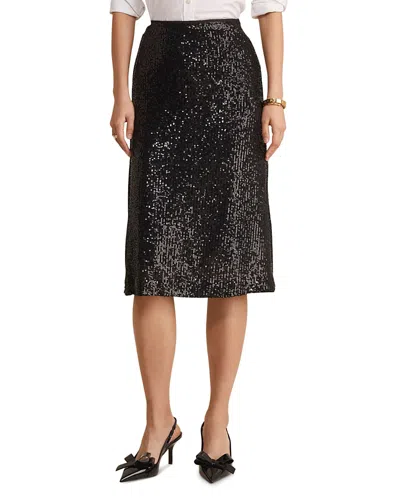 Vineyard Vines Sequin Midi Skirt In Jet Black
