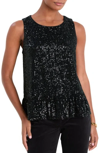 Vineyard Vines Sequin Peplum Top In Jet Black