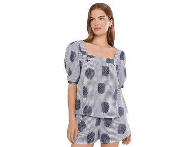 Vineyard Vines Serena Top Women's Blouse Shell Jacquard Navy: Md In Multi